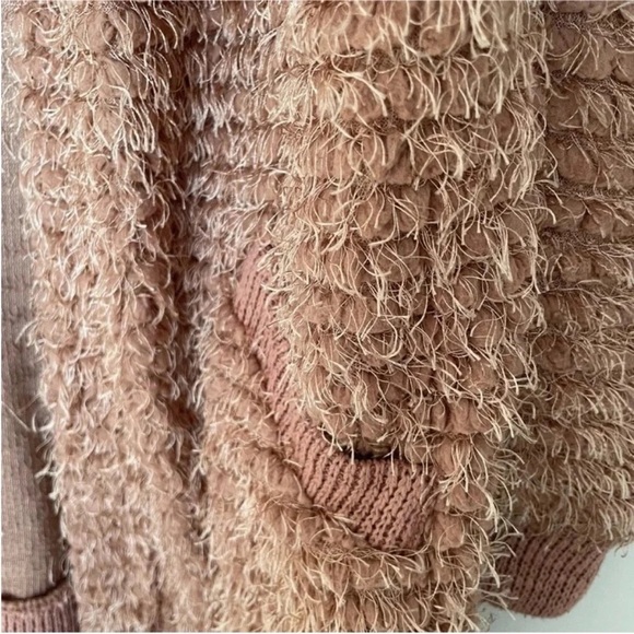 Size L Knox Rose Dusty Rose Textured Eyelash Cardigan - Picture 3 of 4